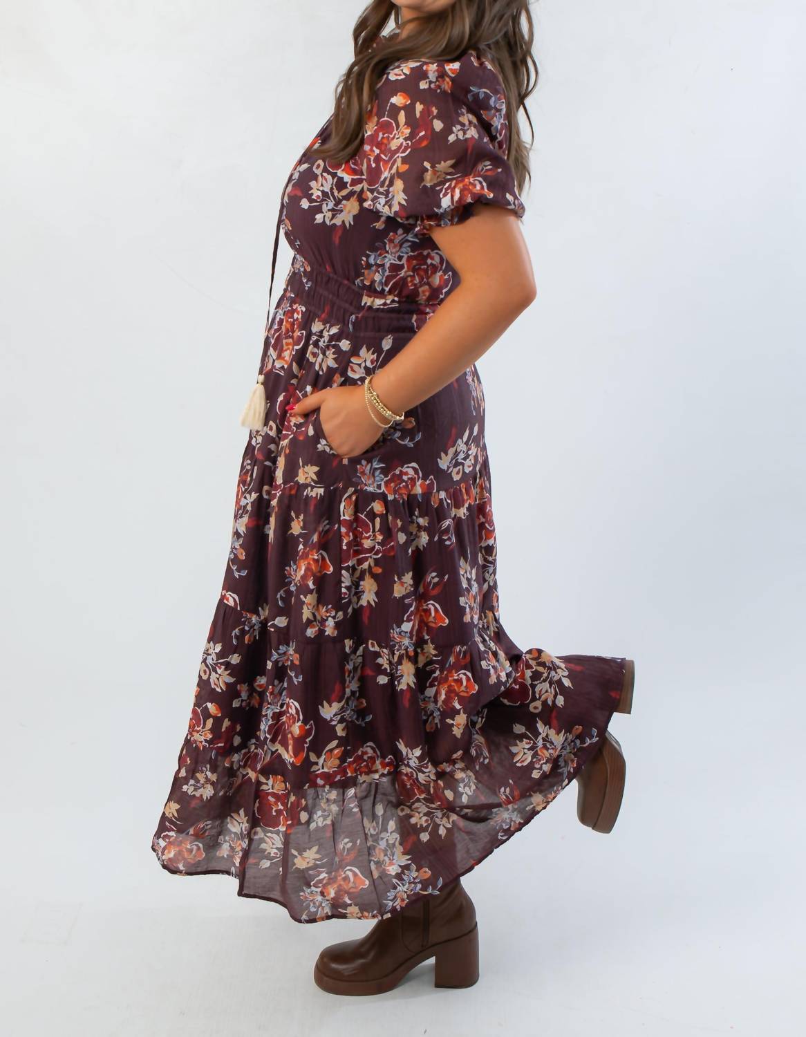 Thml - Printed Puff Sleeve Tiered Maxi Dress