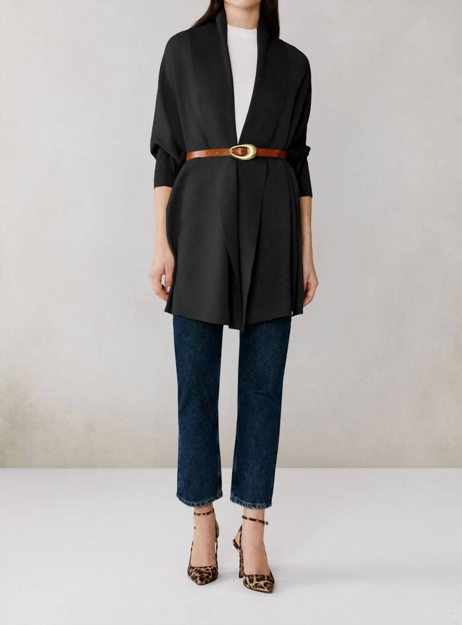 SOIA&KYO Miku-n Knit Scarfigan in black - women's cardigan - view 4