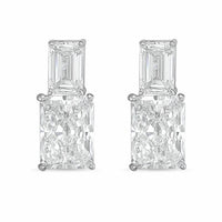 Diana M Jewels - Women's Emerald Lab-Grown Diamond Stud Earrings (7.00 Ct TCW) - Elegant