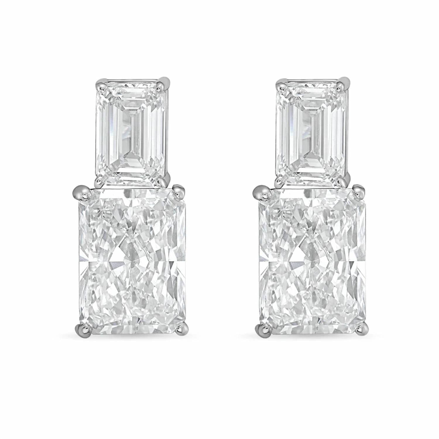 Diana M Jewels - Women's Emerald Lab-Grown Diamond Stud Earrings (7.00 Ct TCW) - Elegant