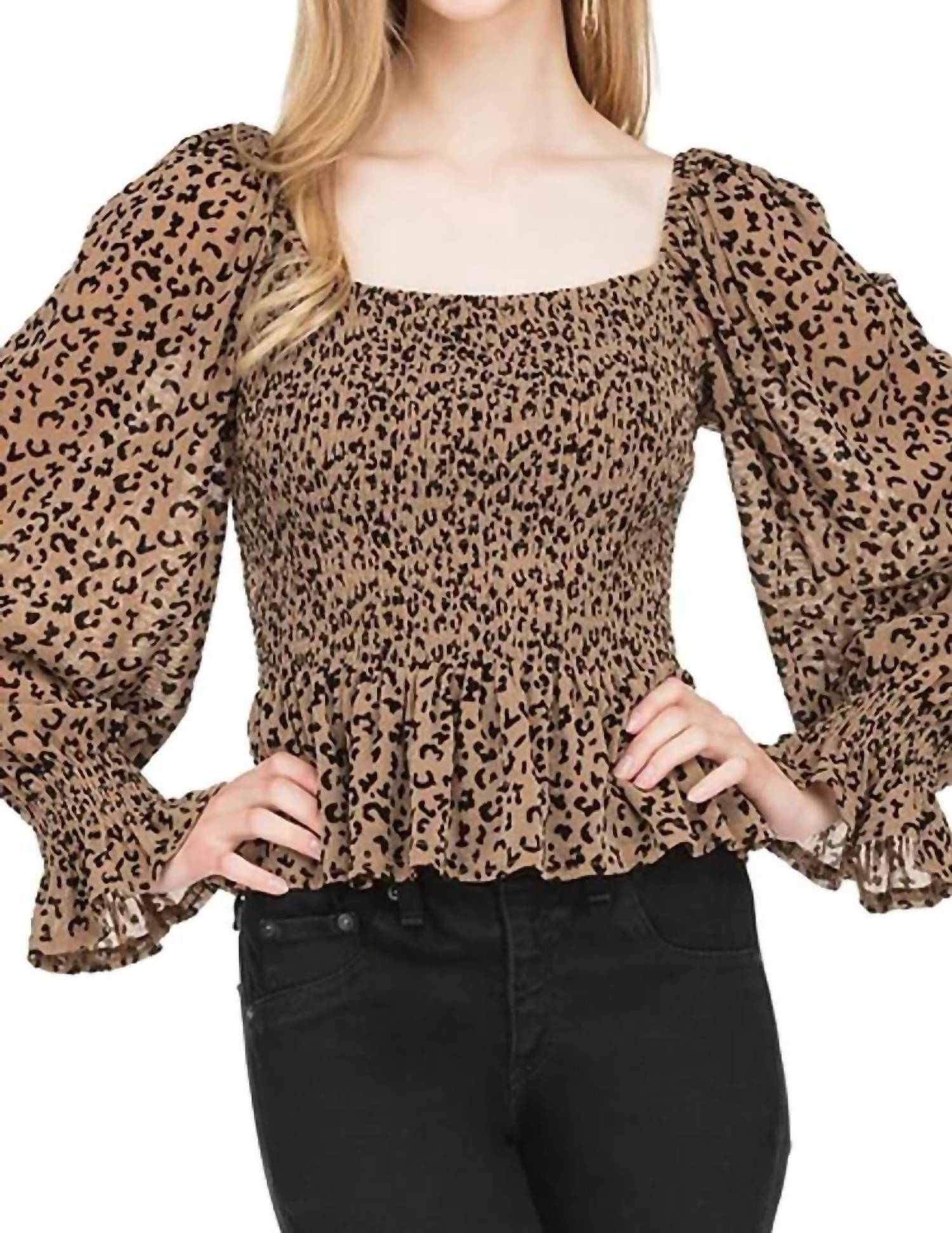 VELVET SMOCKED BLOUSE