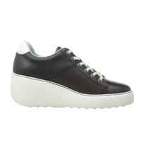 FLY LONDON Women's Delf Wedge Sneaker in black - women's sneaker - detail view