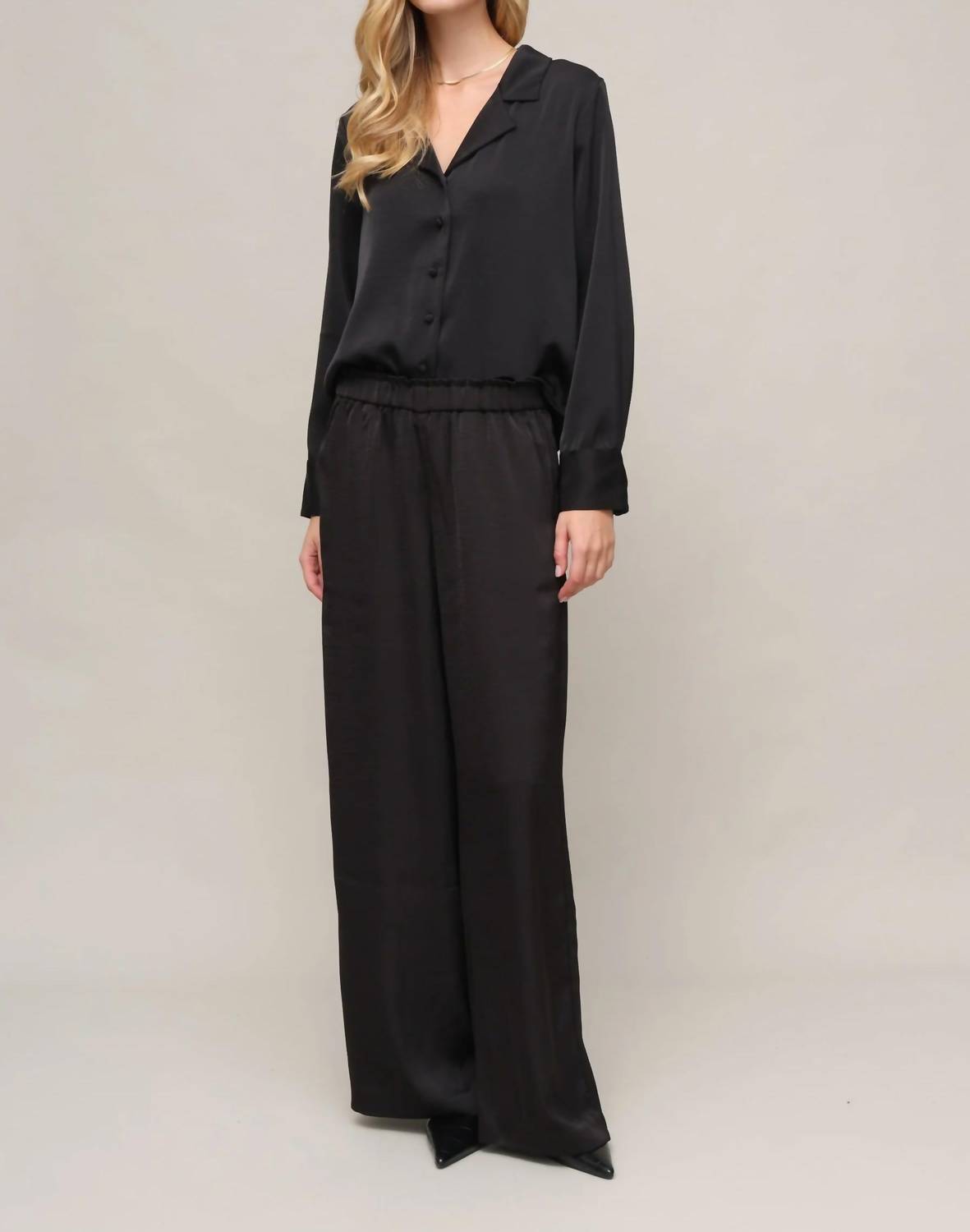 Z Supply Isolde Satin Pant in black 1 - women's pants - alternate view