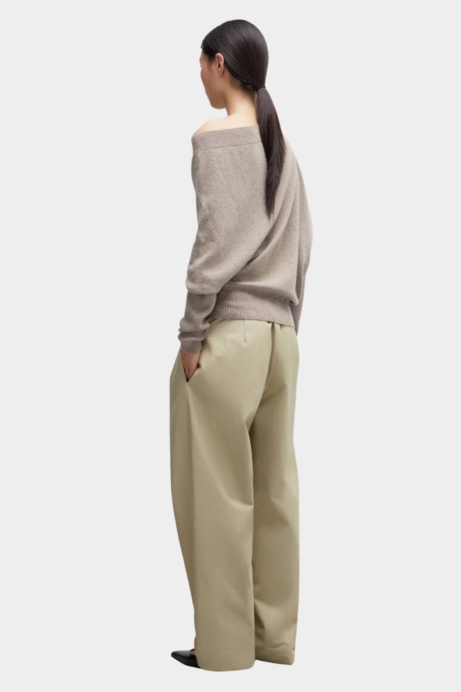 Cordera Merino Wool Off Shoulder Sweater in taupe - women's sweater - alternate view