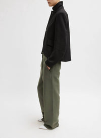 Tibi Distressed Garment Dyed Cotton Dobby Barry Jean in ash green - women's jeans - alternate view