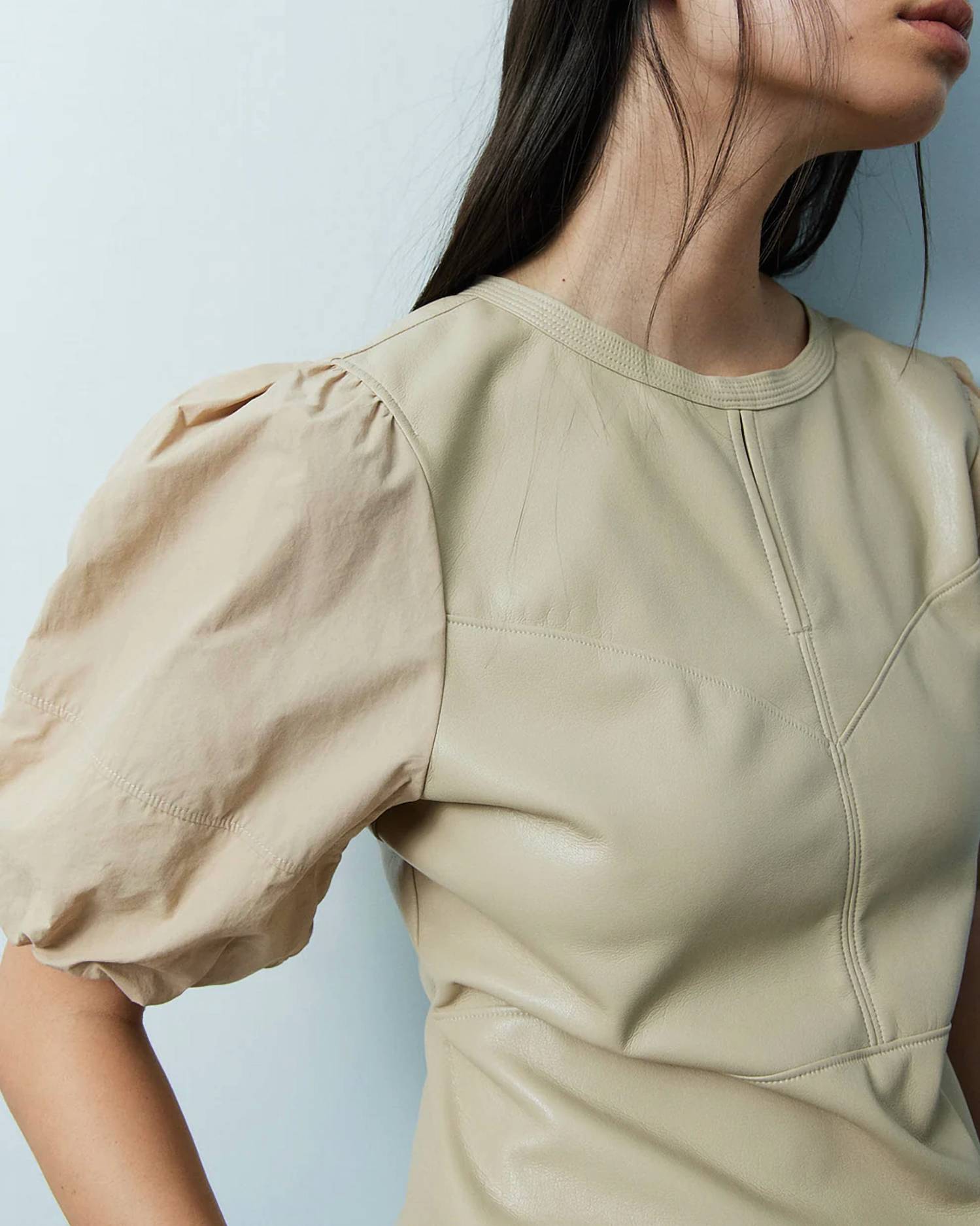 Melissa Nepton - Oska Puff Sleeve Faux Leather Top