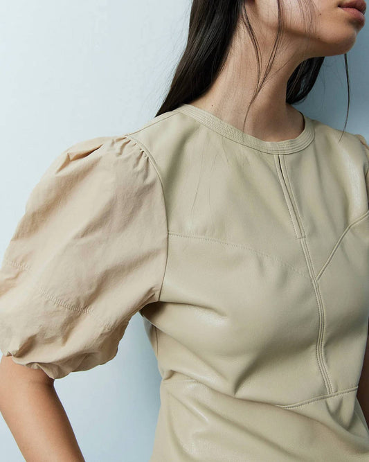 Melissa Nepton - Oska Puff Sleeve Faux Leather Top