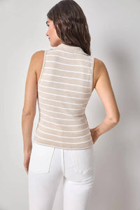 Lilla P - Striped Sleeveless Collared Top