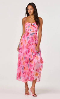 Astr - Ayla Floral Pleated Midi Dress