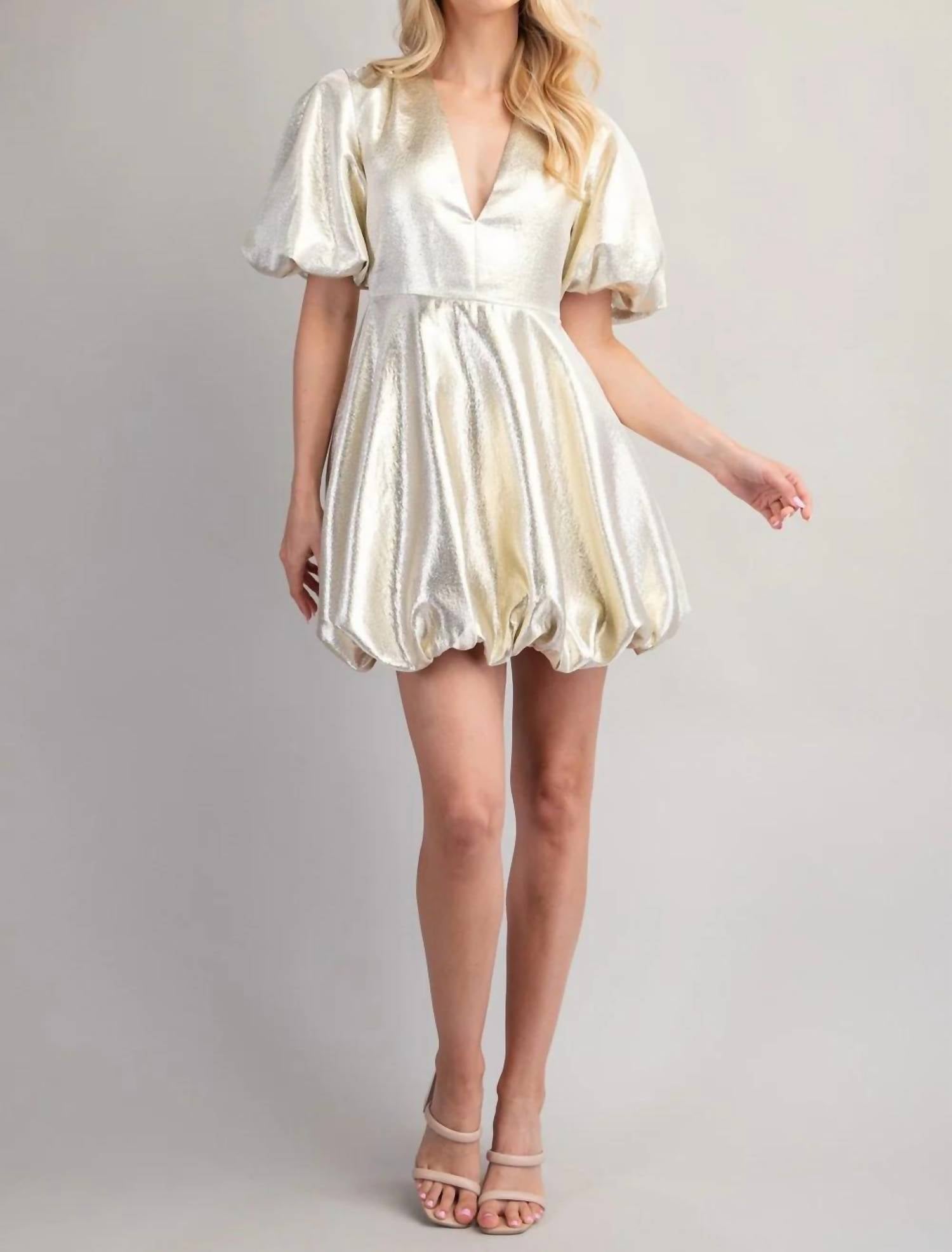 Glam - Get Your Shine On Puff Sleeve Dress