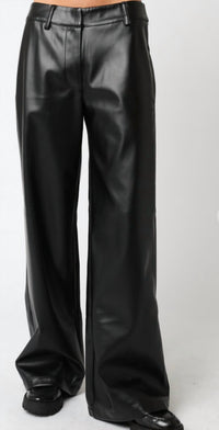 OLIVACEOUS Hayes Faux Leather Pants in black - women's pants