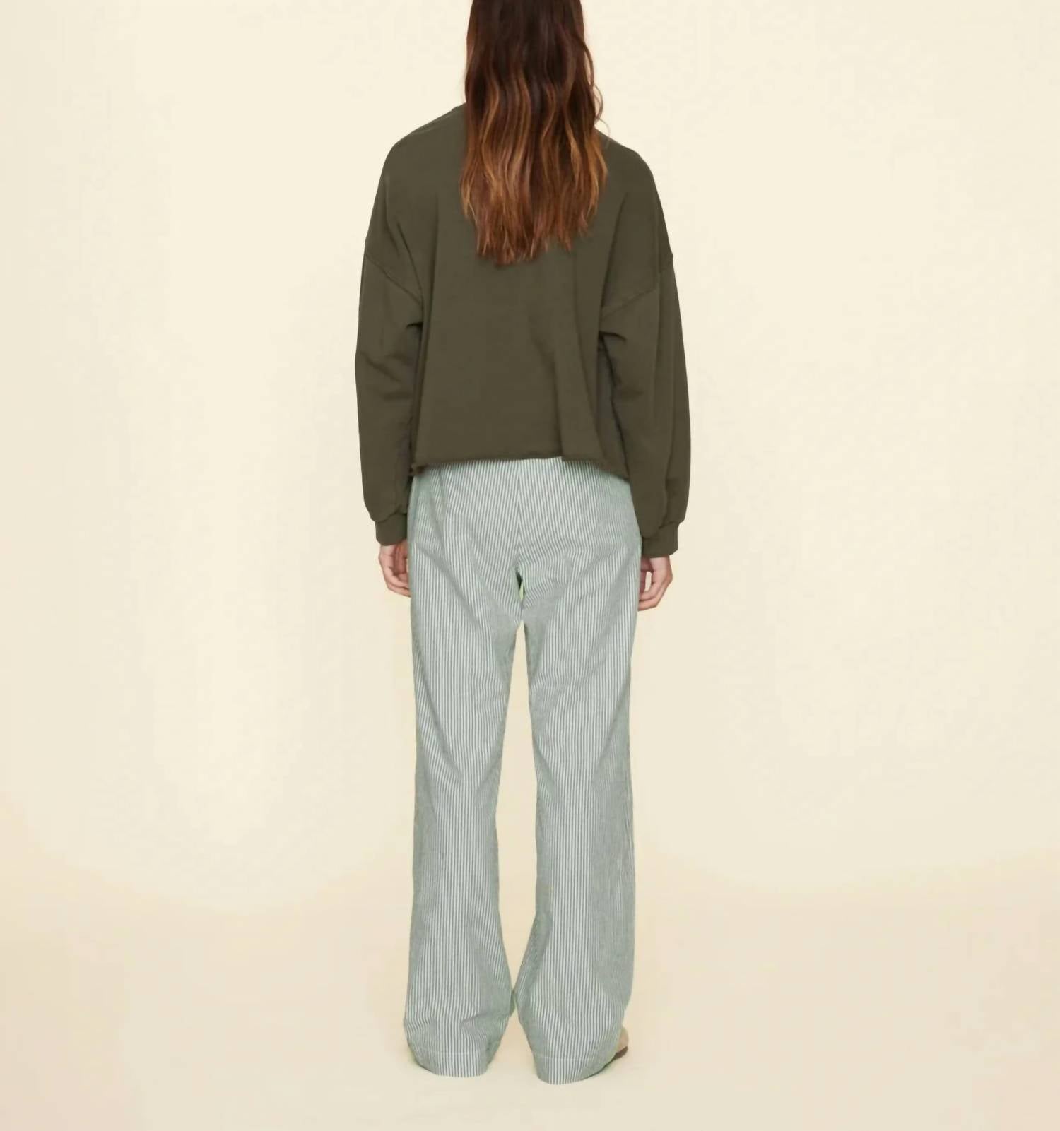 XIRENA Piper Wide Leg Pull On Pant in sage white - women's pants - detail view