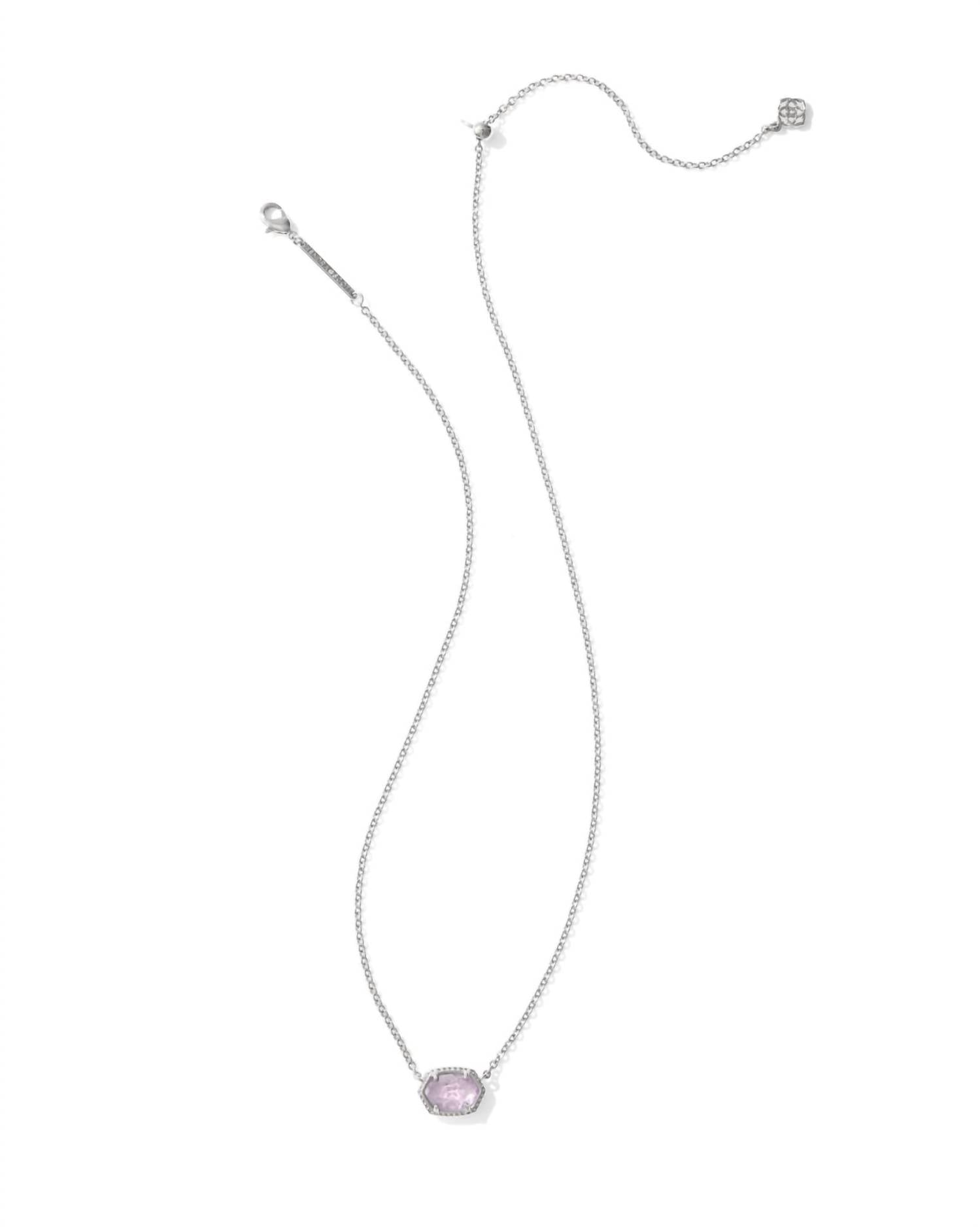 Kendra Scott Women's Daphne Frame Short Pendant Necklace in rhodium purple amethyst - women's jewelry - detail view