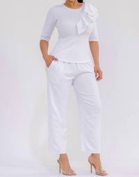 Karen T Design Pull-on Wide Leg Pants in white - women's pants - alternate view