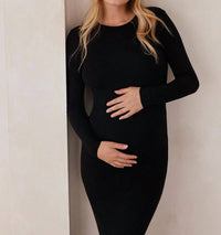 Bumpsuit - Soft Rib Maxi Long Sleeve Dress