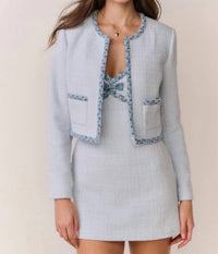 Loveshackfancy - Azula Denim-trimmed Tweed Jacket