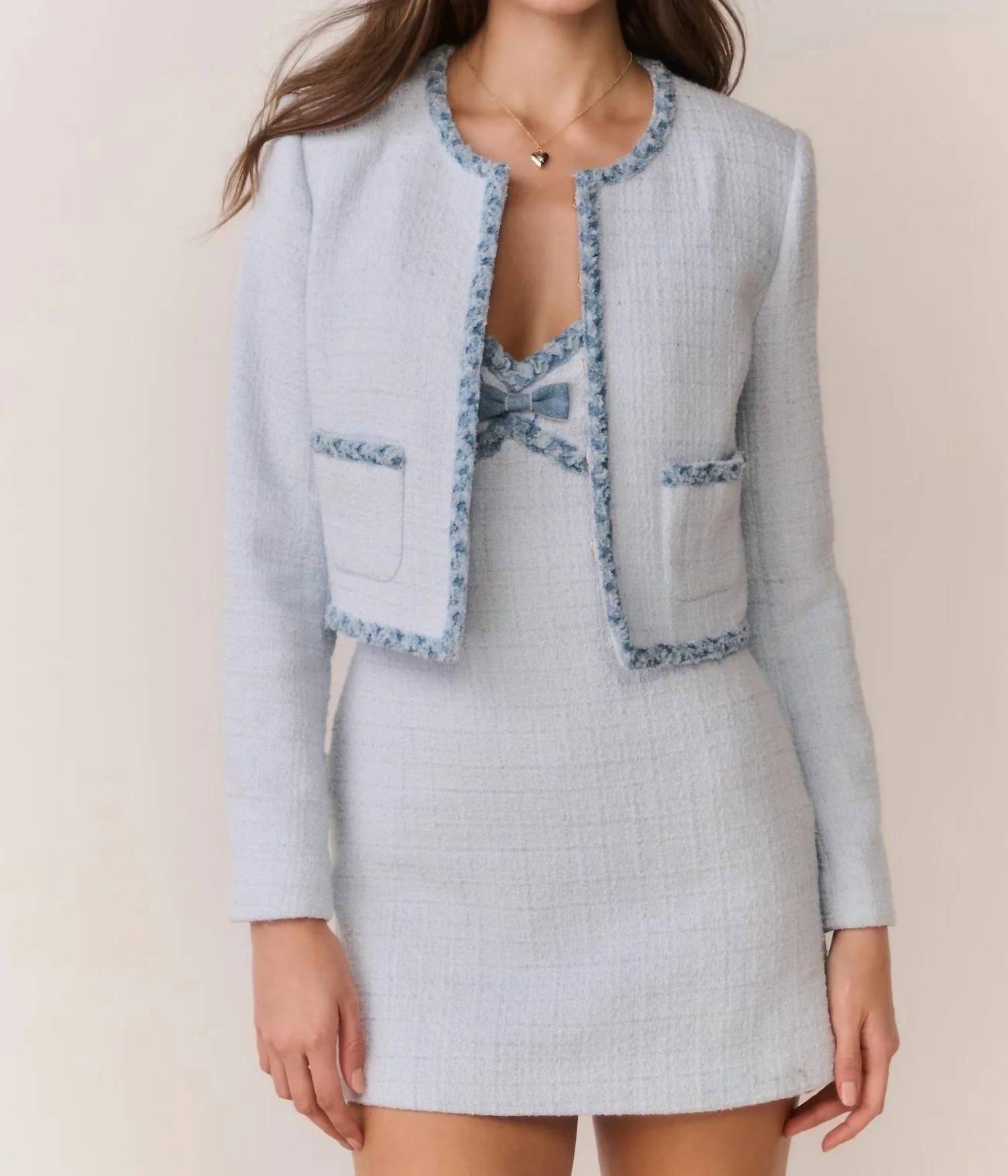 Loveshackfancy - Azula Denim-trimmed Tweed Jacket
