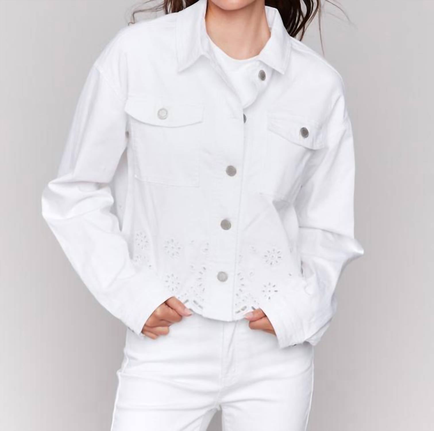 Charlie B - Twill Scalloped Eyelet Jacket