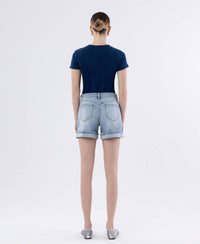 Vervet By Flying Monkey - Rebecca Cuffed Denim Shorts