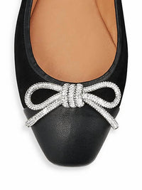 Aquazzura - Women's Parisina Crystal Bow Ballet Flat Shoes