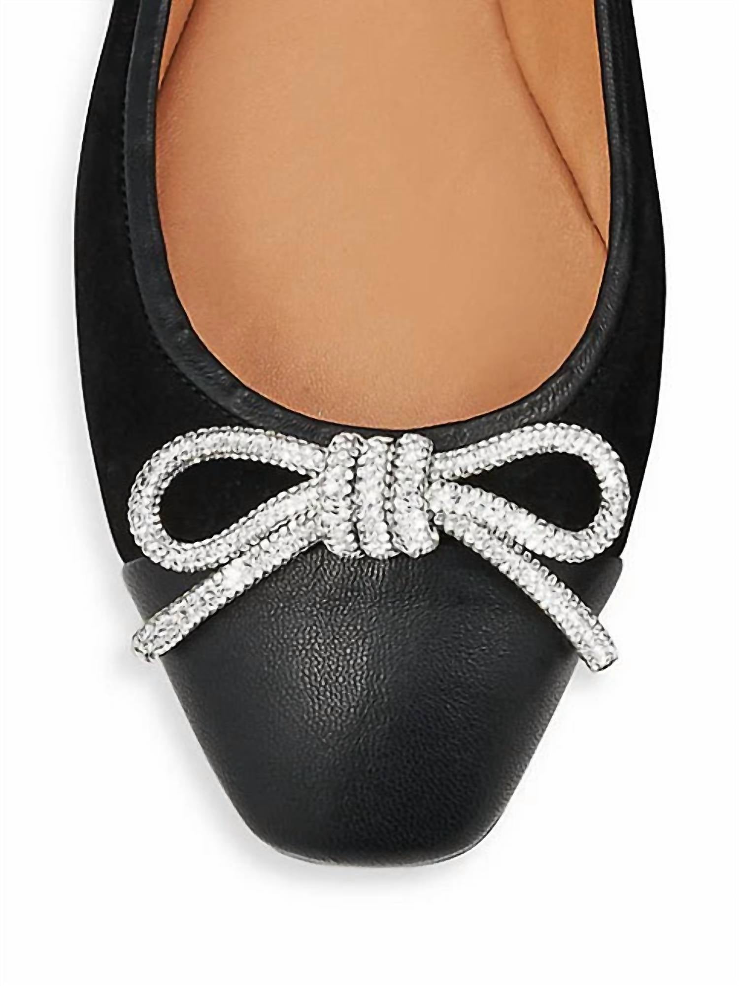 Aquazzura - Women's Parisina Crystal Bow Ballet Flat Shoes