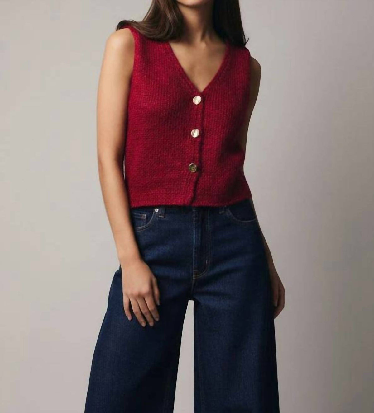 Sunday Edition - Margo Button Lurex Sweater Vest