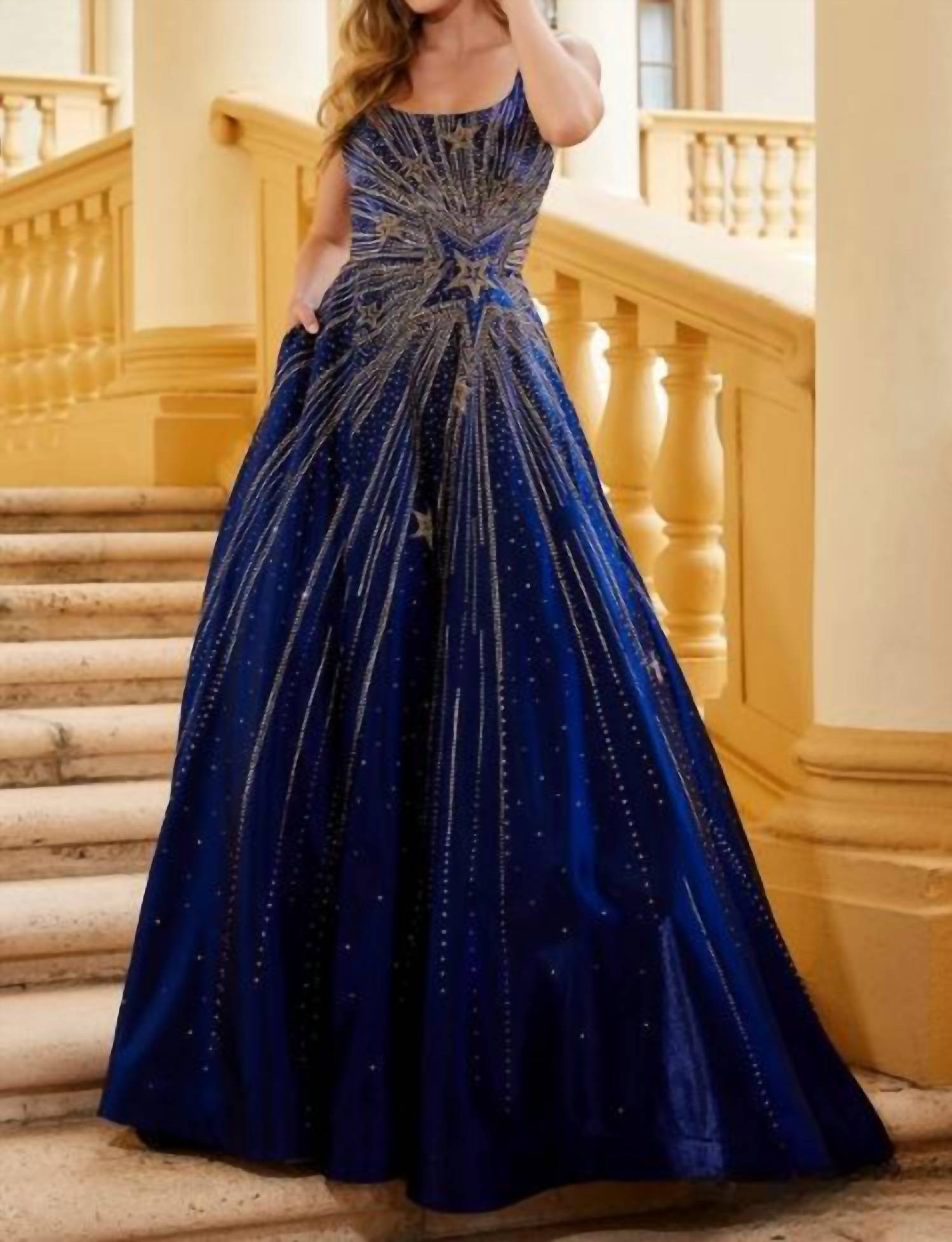 Amarra - Satin Rhinestone Ball Gown