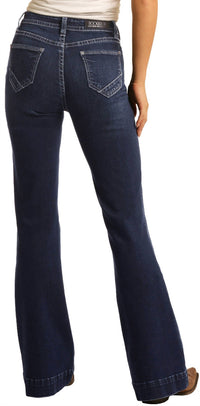 Rock & Roll Denim - Women's High Rise Extra Stretch Button Fly Trouser Jeans