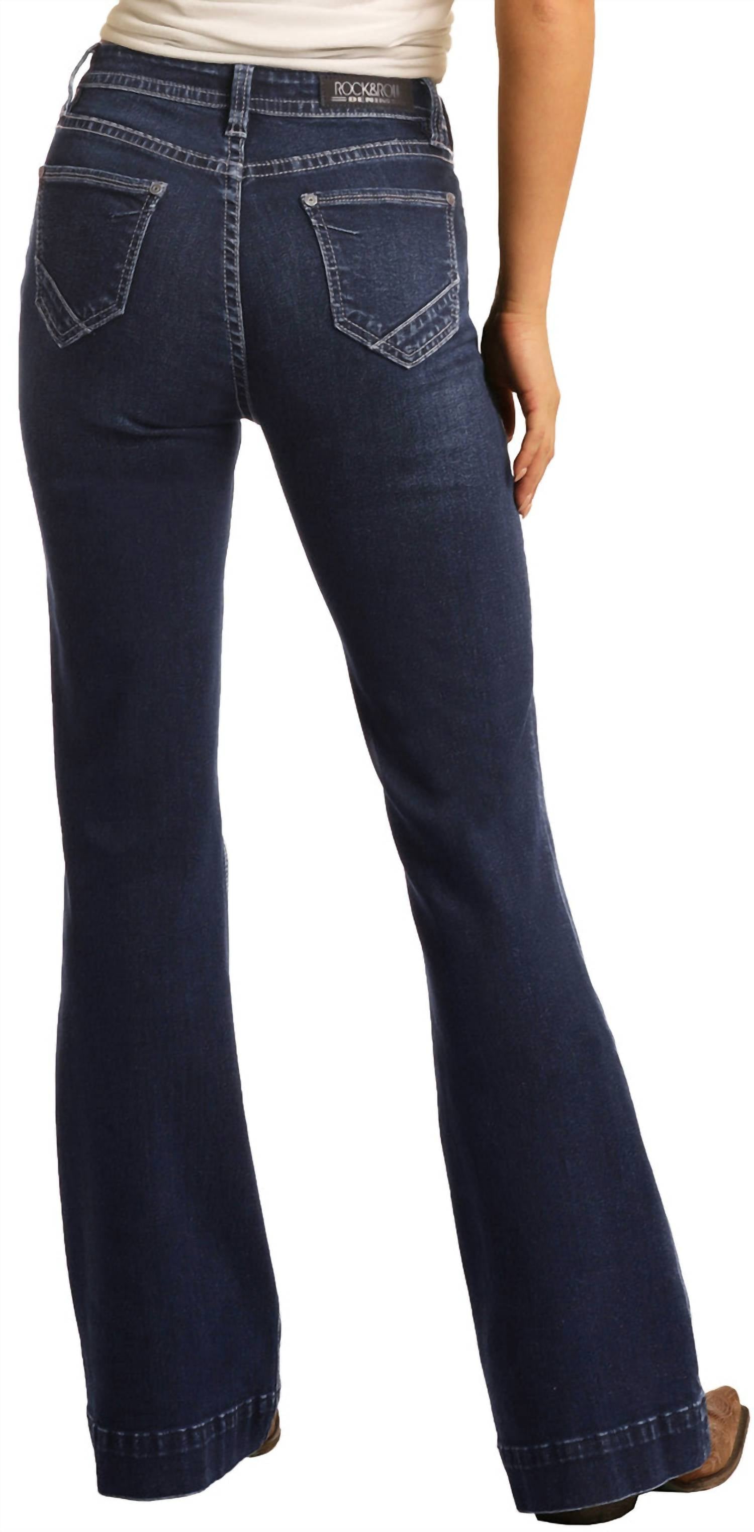 Rock & Roll Denim - Women's High Rise Extra Stretch Button Fly Trouser Jeans