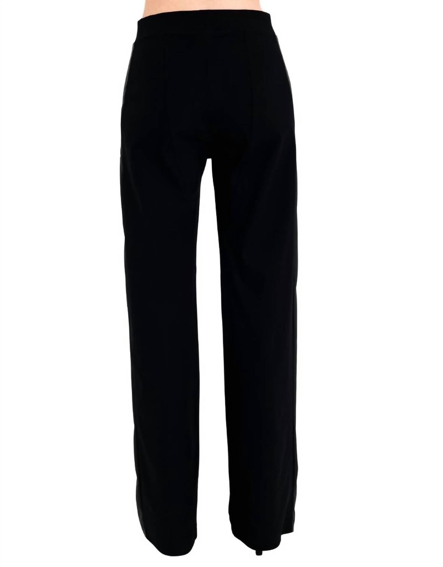 Elaine Kim - Clovis Tech Stretch Slouchy Pants With Vegan Leather Stripe