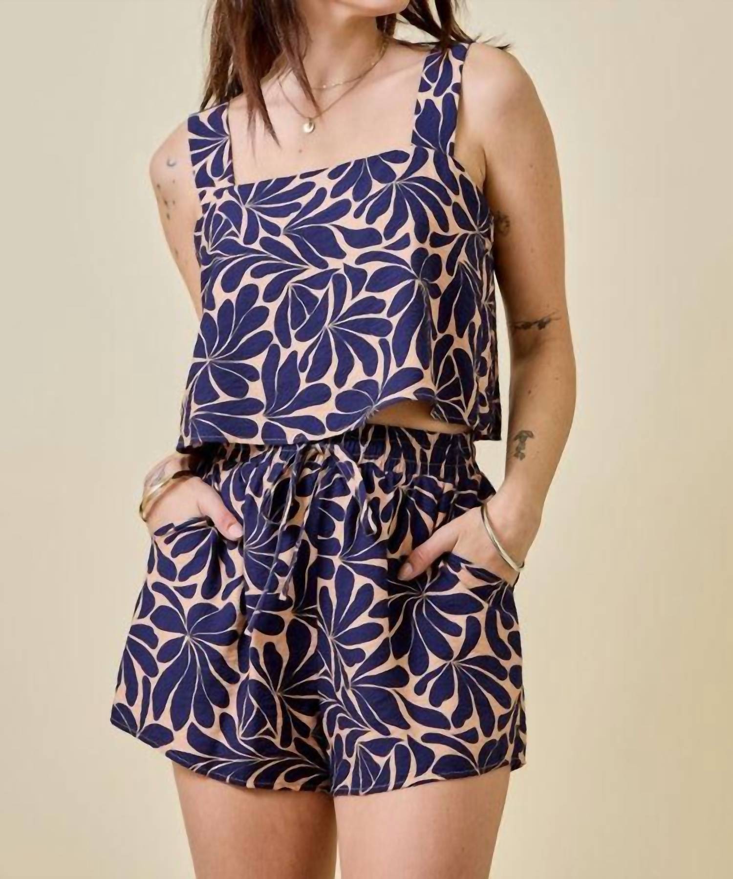 Day + Moon - Geometric Top & Shorts Set