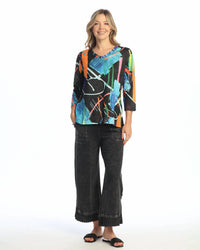 Jess & Jane - Rosalie Print V-Neck Top