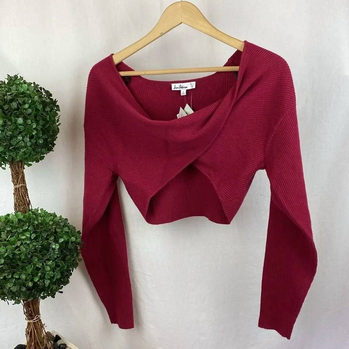 Sam Edelman - Allie Cropped Ribbed Twist Tie Sweater Top