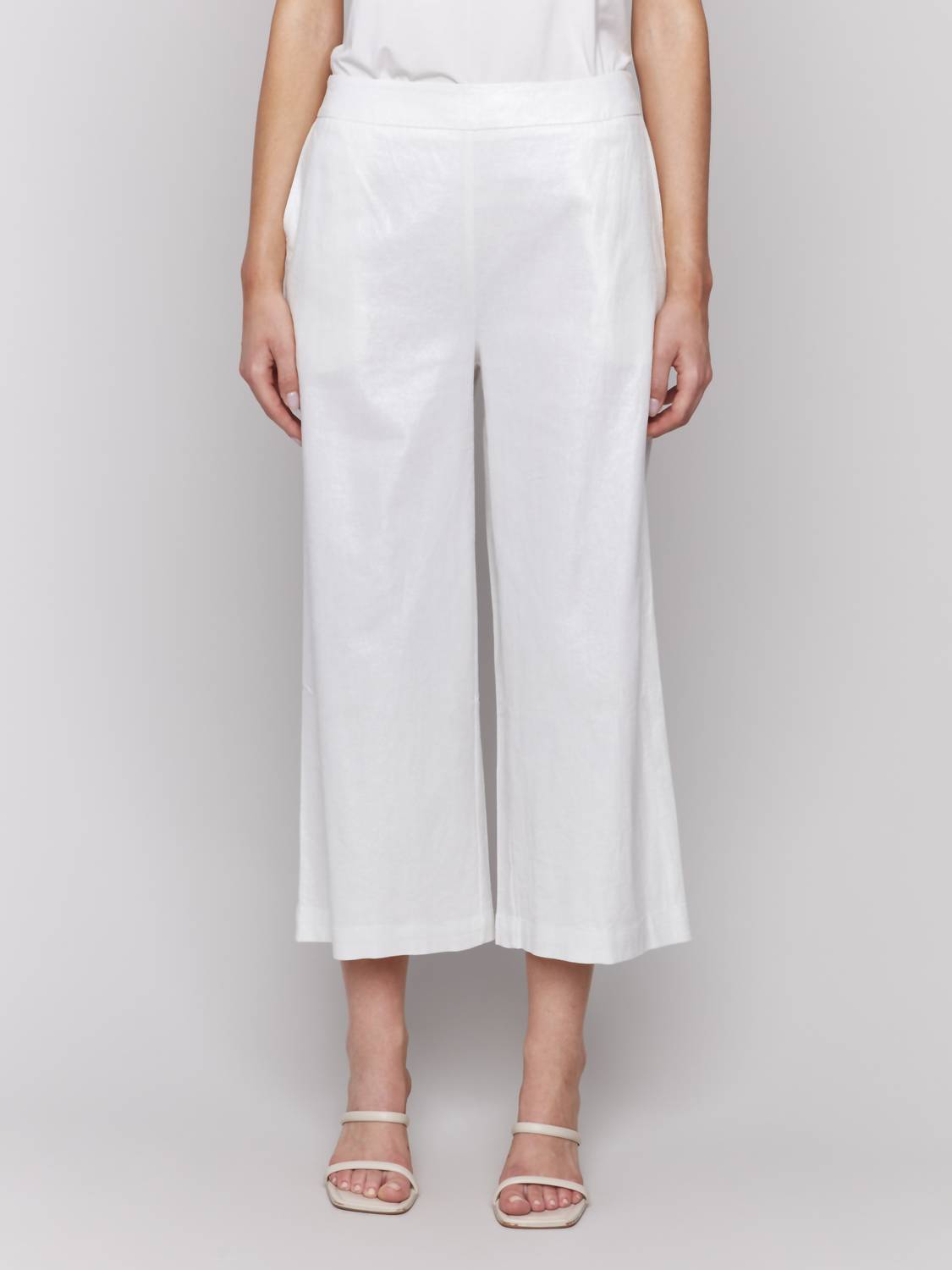 Charlie B - Foil Linen Stretch Pull-on Pants With Pockets