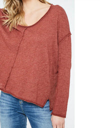 PROJECT SOCIAL T Get Up & Go Long Sleeve Tee in chili oil - women's long sleeve top - detail view