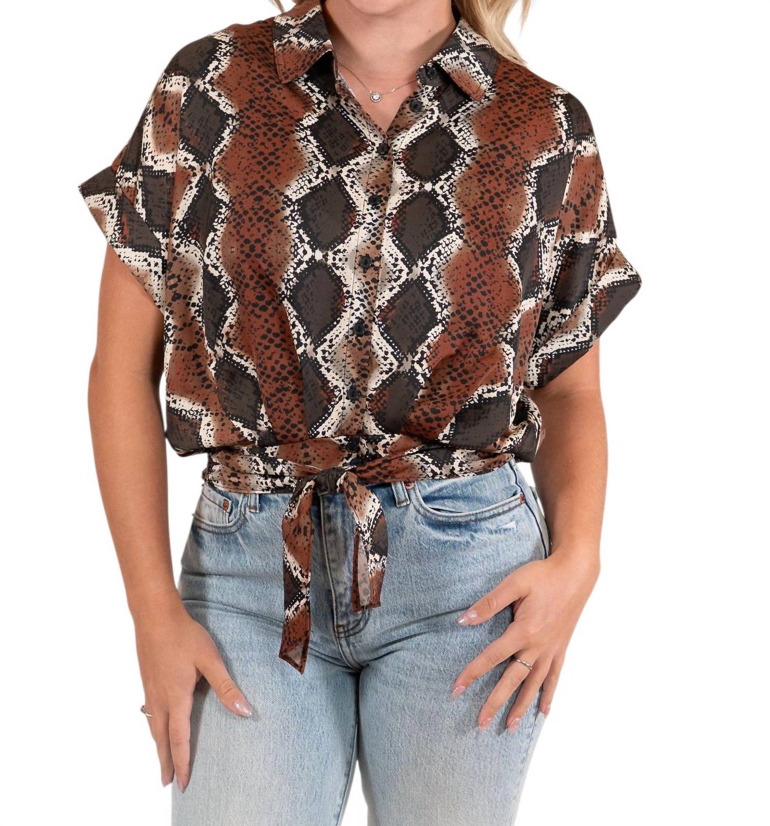 STEVE MADDEN Tori Short Sleeves Top in bronze - women's t-shirt