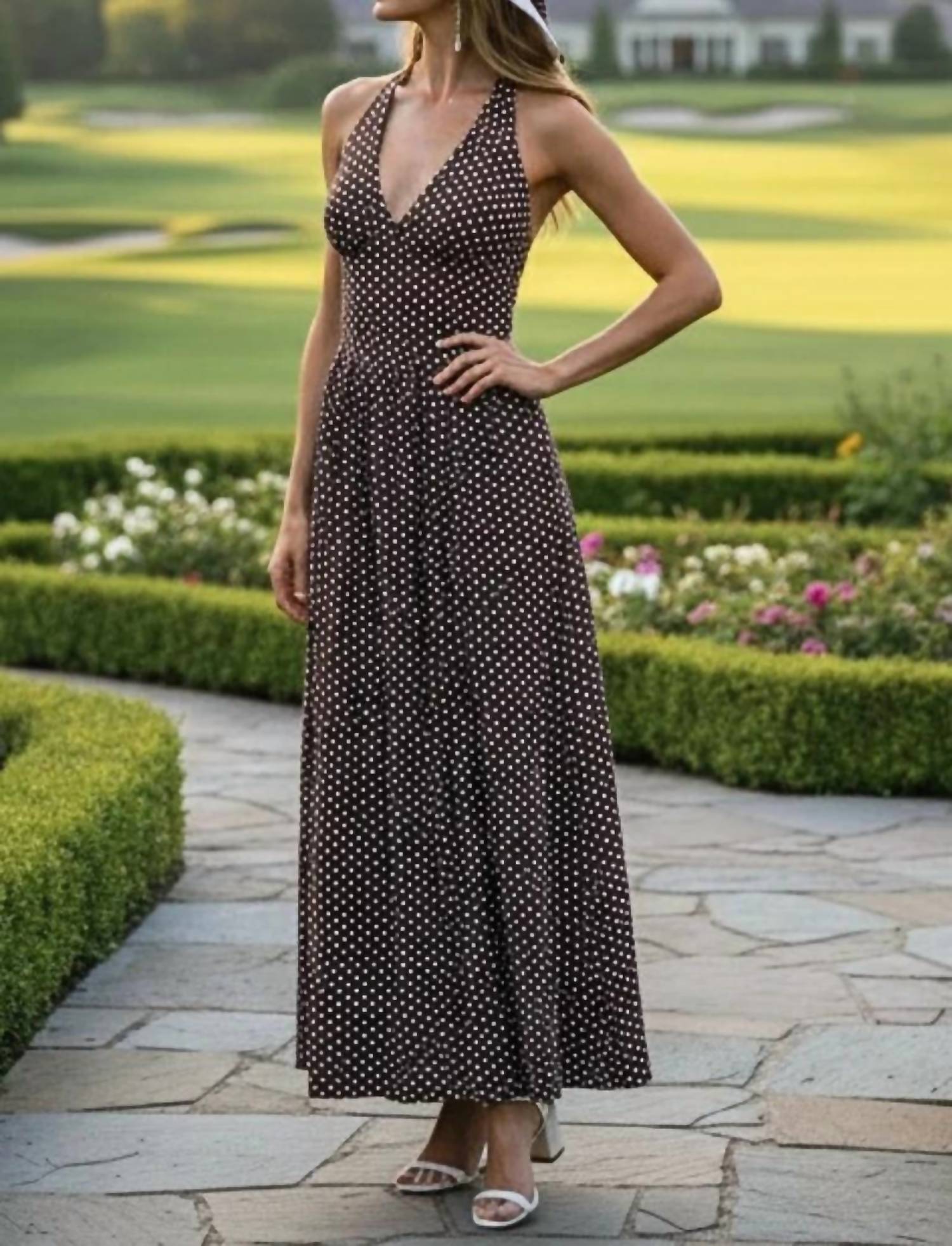 One And Only Collective - Clarice Polka Breeze Maxi Halter Dress