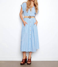 Charlie B - Striped Linen Blend Maxi Dress With Belt