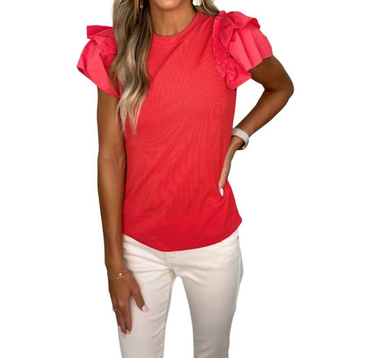 Ces Femme - Double Ruffled Sleeve Top