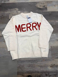 Fashion By Mirabeau - Women's Merry Moments Chenille Letter Sweater