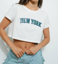 Pretty Garbage - New York varsity letters crop tee