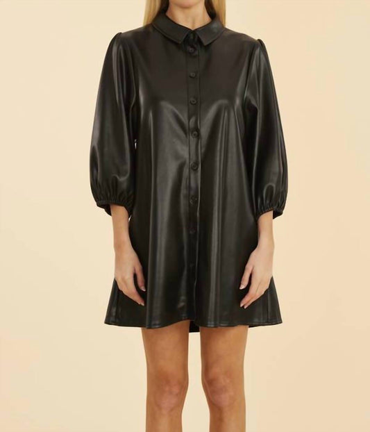 Dolce Cabo - Faux Leather Tunic with Puff Sleeves