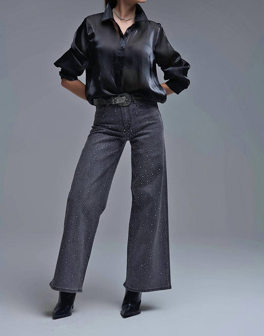 Q2 - High Waist Rhinestone Denim