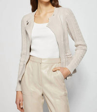 SIMKHAI Andi Peplum Jacket in stone - women's jacket - view 4