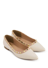 Andrea Women's Studded Flat Shoes in bone - women's flats - view 4
