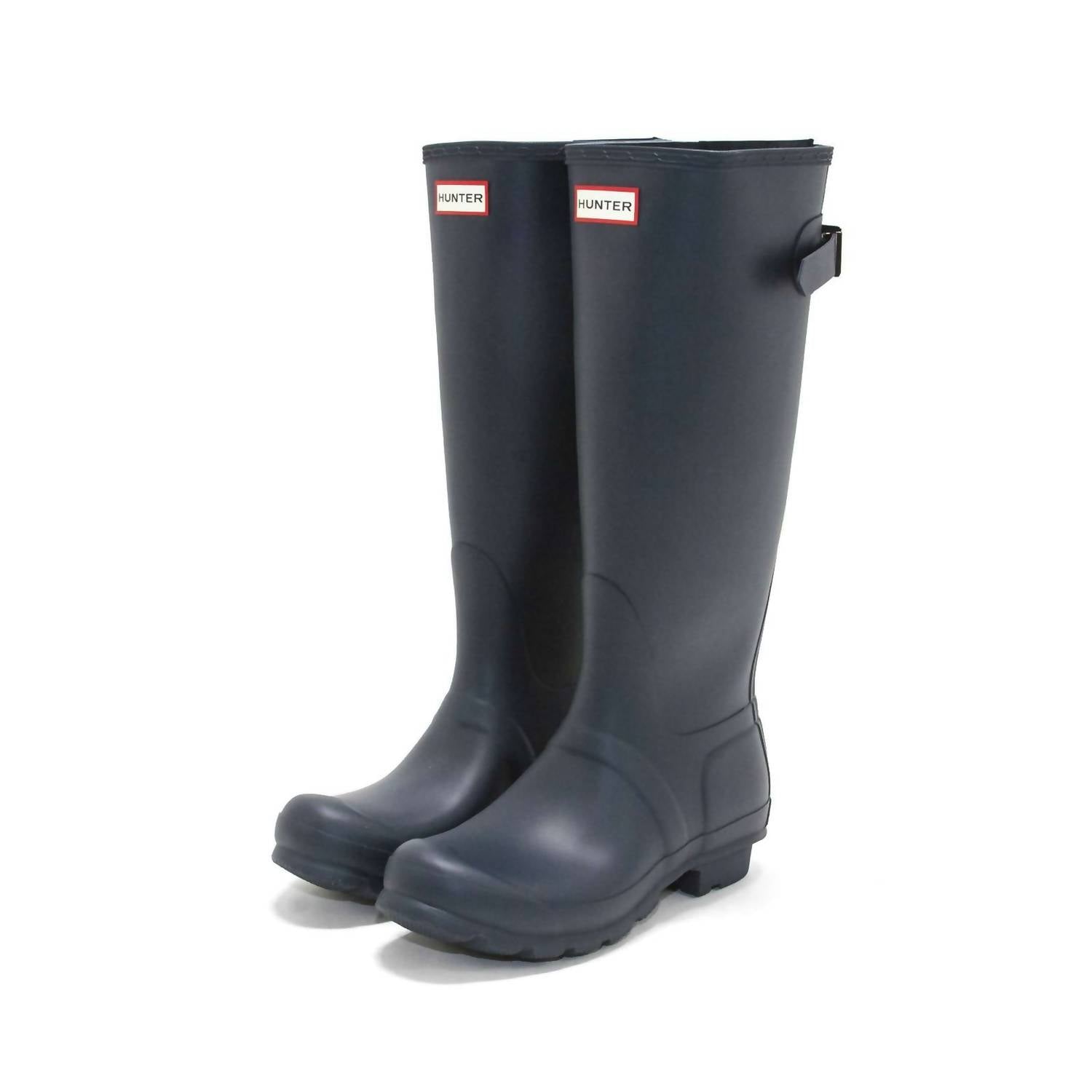 HUNTER Women's Original Tall Back Adjustable Rain Boots in navy - women's shoe