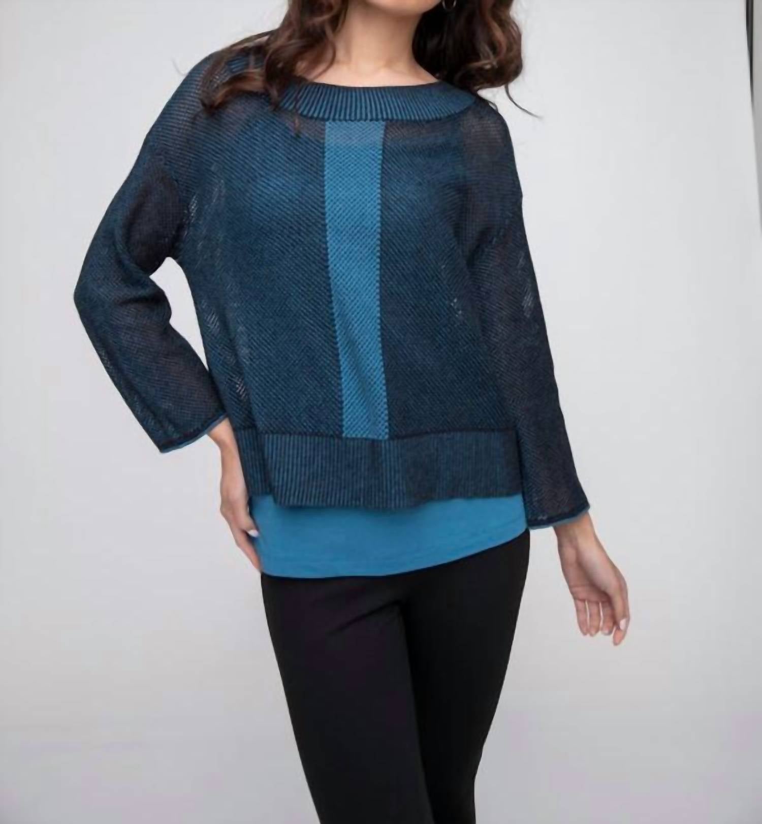 Liv By Habitat - Croped Mesh 2-Tone Topper/Sweater