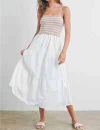 Buttermelon - Striped Sleeveless Tiered Maxi Dress