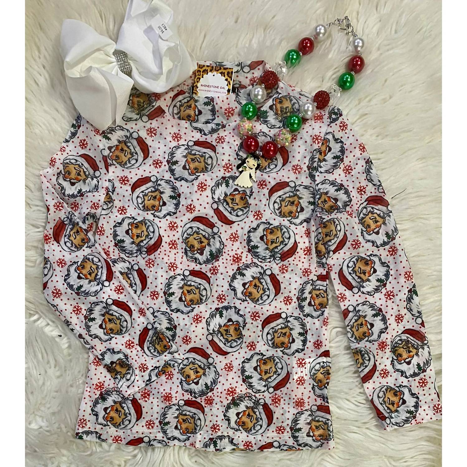 Sterling Kreek - Santa Face Holiday Mesh Top