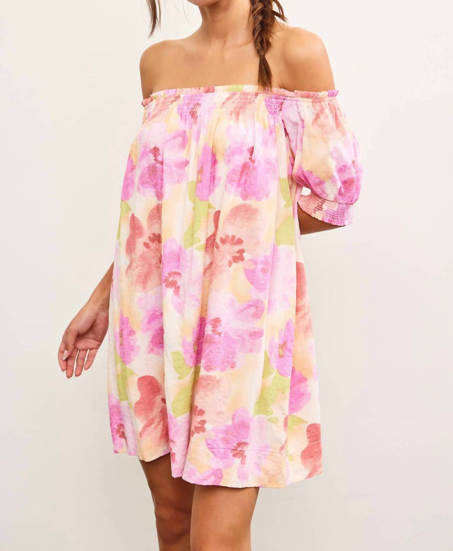 Mustard Seed - Sunset Bloom Off The Shoulder Mini Dress
